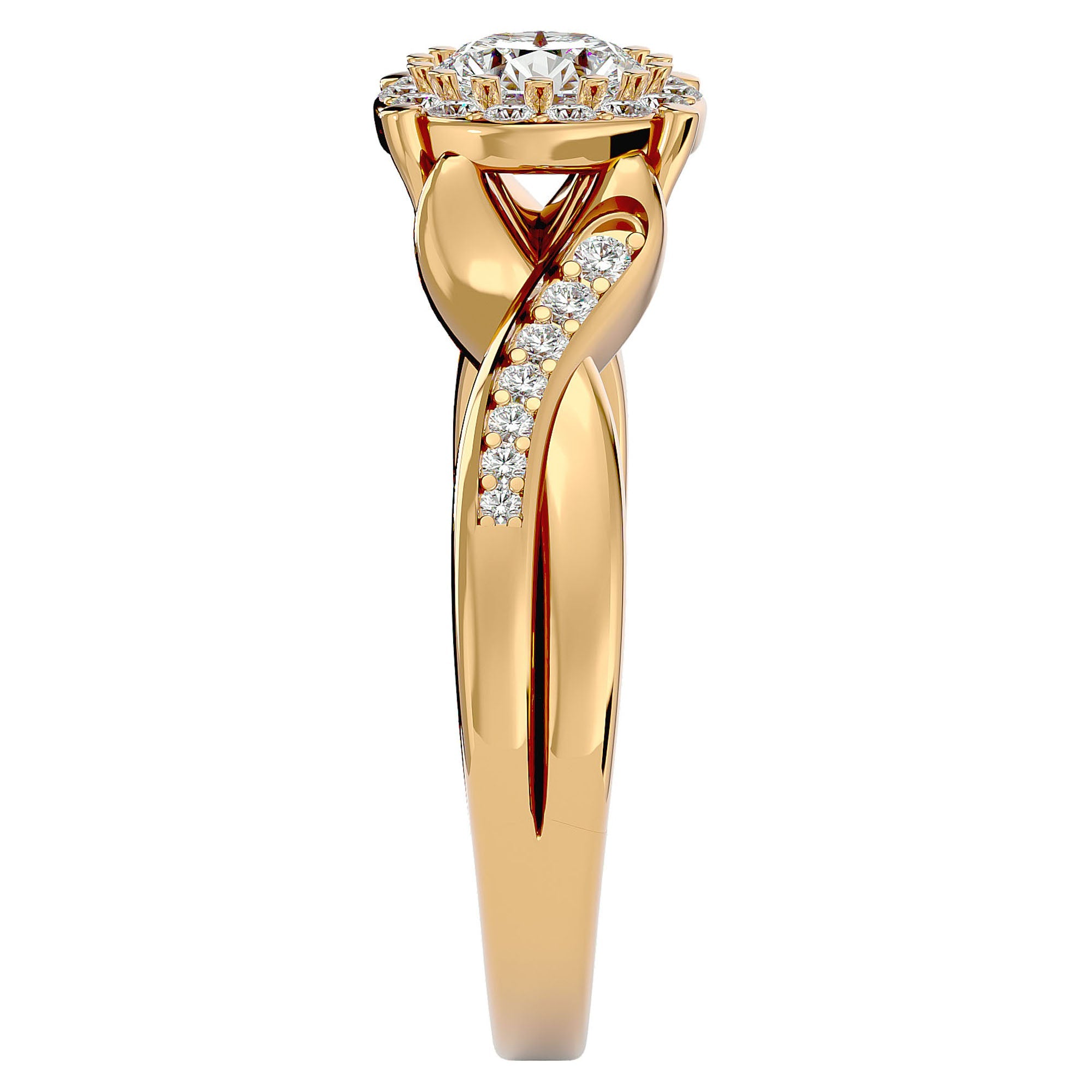 Inel de Logodnă din Aur 14k cu Moissanite Brilliant Pavé de 0.83 ct din 14k Aur Galben - Castelo.ro