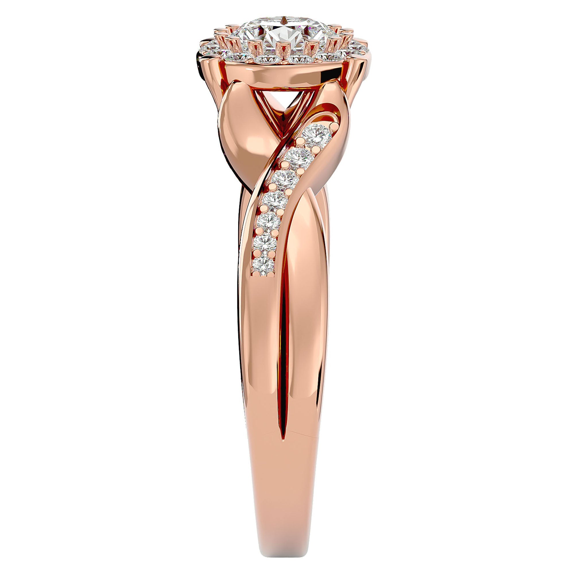 Inel de Logodnă din Aur 14k cu Moissanite Brilliant Pavé de 0.83 ct din 14k Aur Roz - Castelo.ro