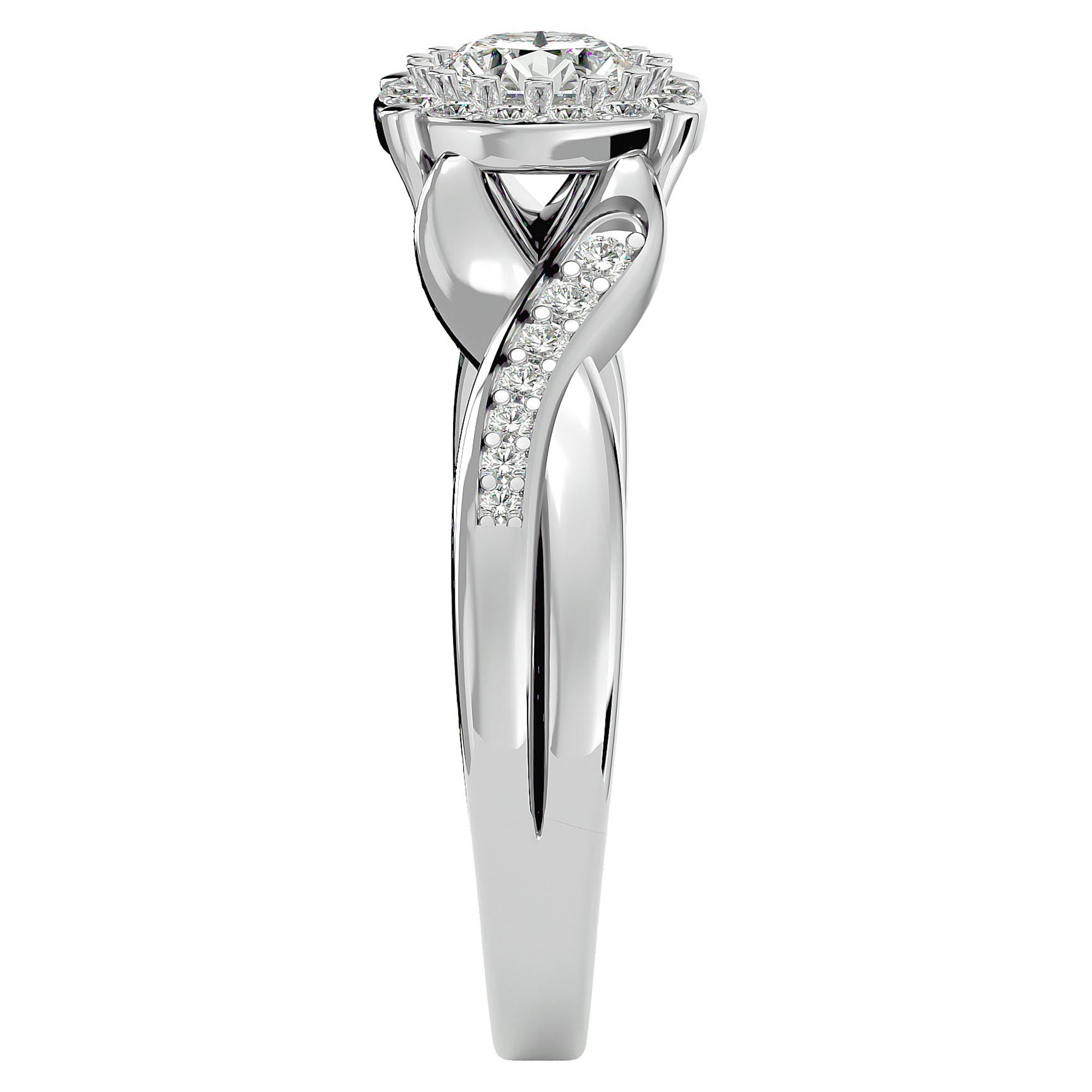 Inel de Logodnă cu Diamante Naturale Brilliant Pavé de 0.83 ct din Platina - Castelo.ro