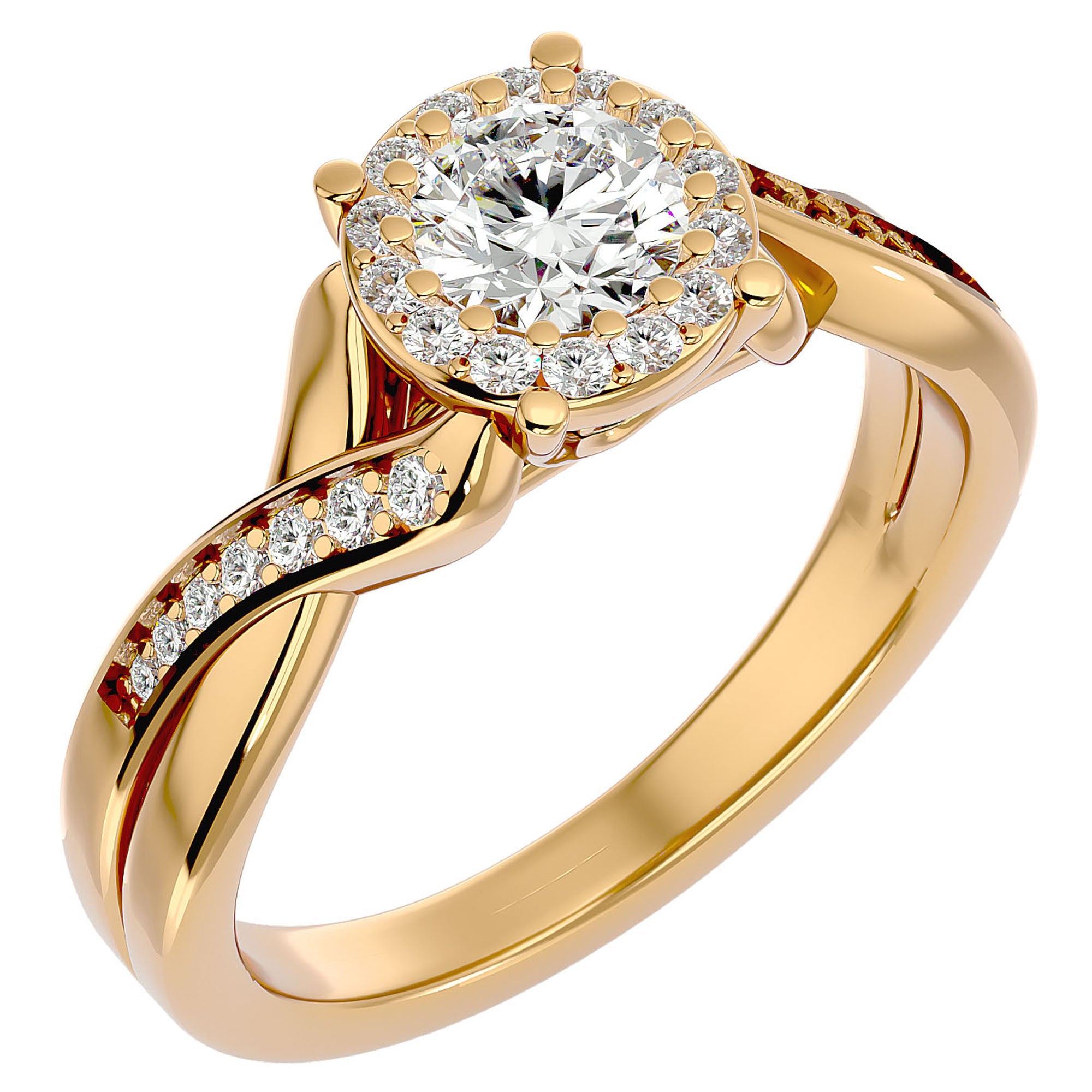 Inel de Logodnă din Aur 14k cu Moissanite Brilliant Pavé de 0.83 ct din 14k Aur Galben - Castelo.ro