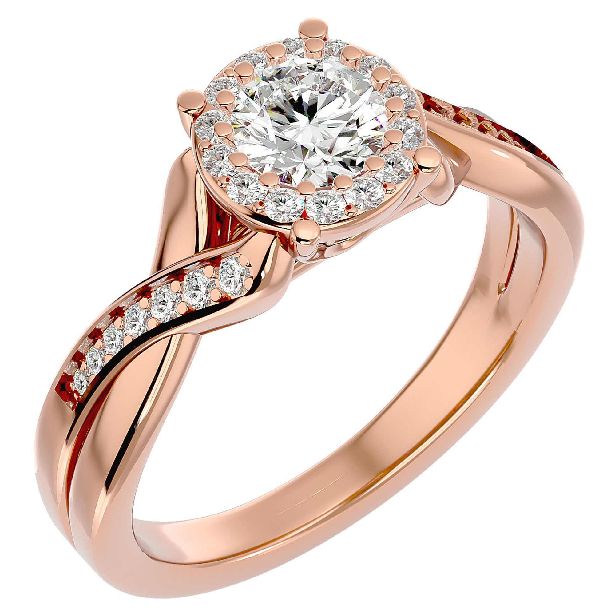 Inel de Logodnă cu Diamante Naturale Brilliant Pavé de 0.83 ct din 18k Aur Roz - Castelo.ro