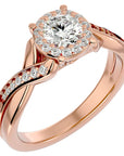 Inel de Logodnă din Aur 14k cu Diamante Create în Laborator Brilliant Pavé de 0.83 ct din 14k Aur Roz - Castelo.ro