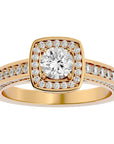 Inel de Logodnă Vintage cu Diamante Create în Laborator Brilliant Halo Pavé de 1.41 ct din 18k Aur Galben - Castelo.ro