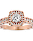 Inel de Logodnă Vintage din Aur 14k cu Diamante Create în Laborator Brilliant Halo Pavé de 1.41 ct din 14k Aur Roz - Castelo.ro