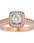 Inel de Logodnă Vintage cu Diamante Create în Laborator Brilliant Halo Pavé de 1.41 ct din 18k Aur Roz - Castelo.ro