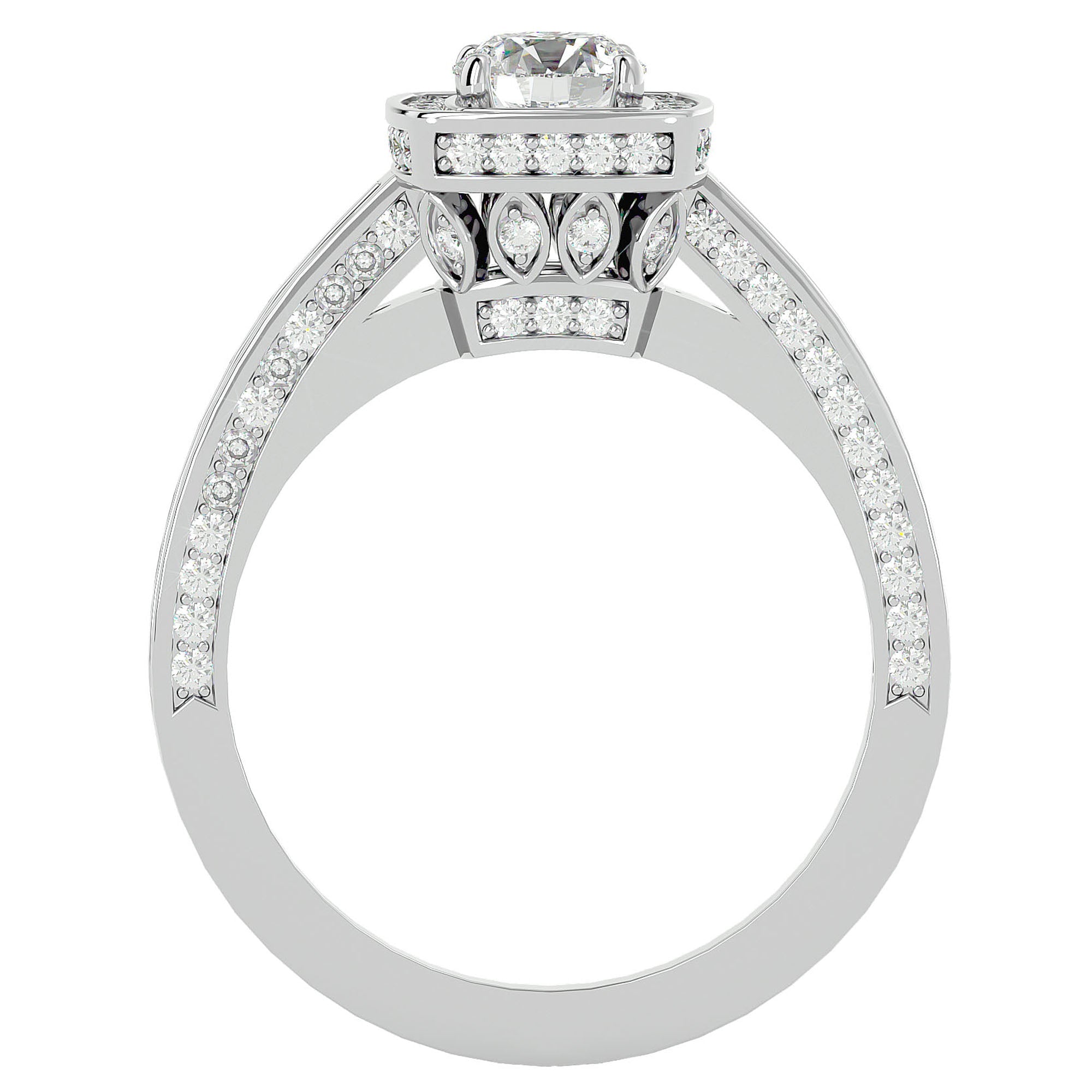 Inel de Logodnă Vintage cu Diamante Naturale Brilliant Halo Pavé de 1.41 ct din Platina - Castelo.ro