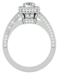 Inel de Logodnă Vintage din Aur 14k cu Diamante Create în Laborator Brilliant Halo Pavé de 1.41 ct din 14k Aur Alb - Castelo.ro
