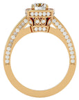 Inel de Logodnă Vintage din Aur 14k cu Diamante Create în Laborator Brilliant Halo Pavé de 1.41 ct din 14k Aur Galben - Castelo.ro