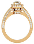 Inel de Logodnă Vintage cu Diamante Create în Laborator Brilliant Halo Pavé de 1.41 ct din 18k Aur Galben - Castelo.ro