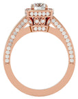 Inel de Logodnă Vintage din Aur 14k cu Moissanite Brilliant Halo Pavé de 1.41 ct din 14k Aur Roz - Castelo.ro