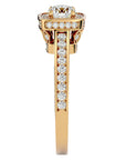 Inel de Logodnă Vintage din Aur 14k cu Diamante Create în Laborator Brilliant Halo Pavé de 1.41 ct din 14k Aur Galben - Castelo.ro
