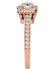 Inel de Logodnă Vintage cu Moissanite Brilliant Halo Pavé de 1.41 ct din 18k Aur Roz - Castelo.ro