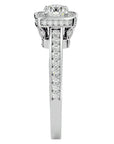 Inel de Logodnă Vintage din Aur 14k cu Diamante Create în Laborator Brilliant Halo Pavé de 1.41 ct din 14k Aur Alb - Castelo.ro
