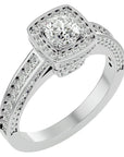 Inel de Logodnă Vintage din Aur 14k cu Diamante Create în Laborator Brilliant Halo Pavé de 1.41 ct din 14k Aur Alb - Castelo.ro
