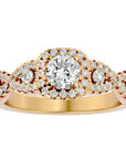 Inel de Logodnă Retro din Aur 14k cu Diamante Create în Laborator Brilliant Halo Pavé de 1.06 ct din 14k Aur Galben - Castelo.ro
