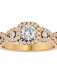 Inel de Logodnă Retro cu Diamante Create în Laborator Brilliant Halo Pavé de 1.06 ct din 18k Aur Galben - Castelo.ro