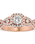 Inel de Logodnă Retro din Aur 14k cu Diamante Create în Laborator Brilliant Halo Pavé de 1.06 ct din 14k Aur Roz - Castelo.ro