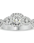 Inel de Logodnă Retro din Aur 14k cu Diamante Create în Laborator Brilliant Halo Pavé de 1.06 ct din 14k Aur Alb - Castelo.ro