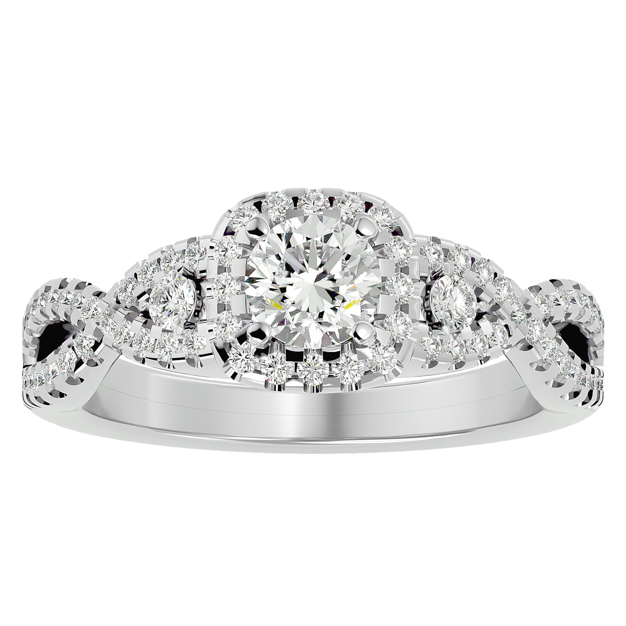 Inel de Logodnă Retro cu Moissanite Brilliant Halo Pavé de 1.06 ct din Platina - Castelo.ro
