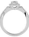 Inel de Logodnă Retro cu Moissanite Brilliant Halo Pavé de 1.06 ct din Platina - Castelo.ro