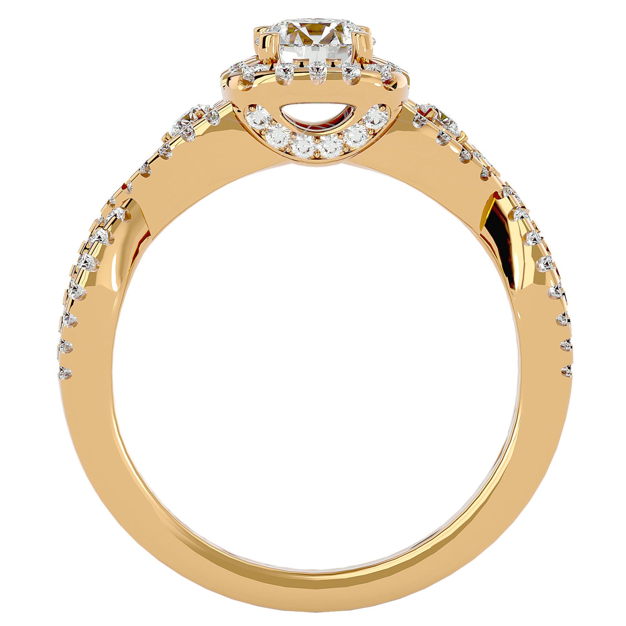 Inel de Logodnă Retro din Aur 14k cu Diamante Naturale Brilliant Halo Pavé de 1.06 ct din 14k Aur Galben - Castelo.ro