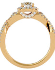 Inel de Logodnă Retro cu Diamante Create în Laborator Brilliant Halo Pavé de 1.06 ct din 18k Aur Galben - Castelo.ro