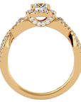 Inel de Logodnă Retro din Aur 14k cu Moissanite Brilliant Halo Pavé de 1.06 ct din 14k Aur Galben - Castelo.ro