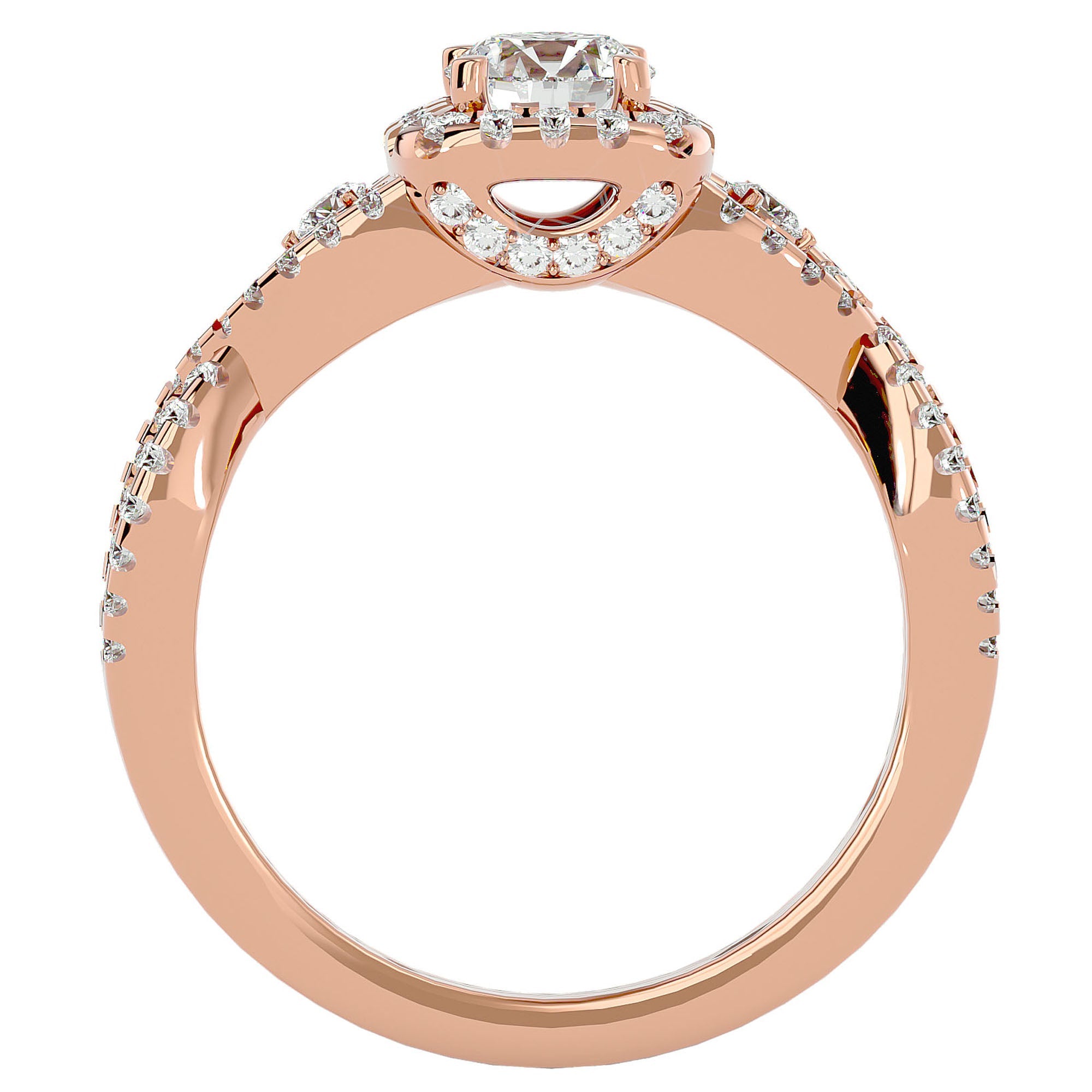 Inel de Logodnă Retro din Aur 14k cu Moissanite Brilliant Halo Pavé de 1.06 ct din 14k Aur Roz - Castelo.ro