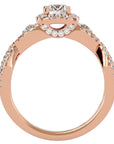 Inel de Logodnă Retro cu Diamante Create în Laborator Brilliant Halo Pavé de 1.06 ct din 18k Aur Roz - Castelo.ro