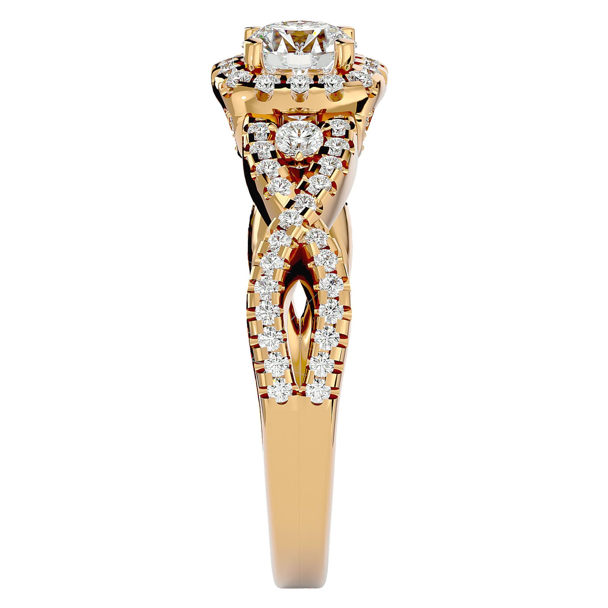 Inel de Logodnă Retro din Aur 14k cu Diamante Create în Laborator Brilliant Halo Pavé de 1.06 ct din 14k Aur Galben - Castelo.ro
