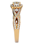 Inel de Logodnă Retro cu Diamante Create în Laborator Brilliant Halo Pavé de 1.06 ct din 18k Aur Galben - Castelo.ro