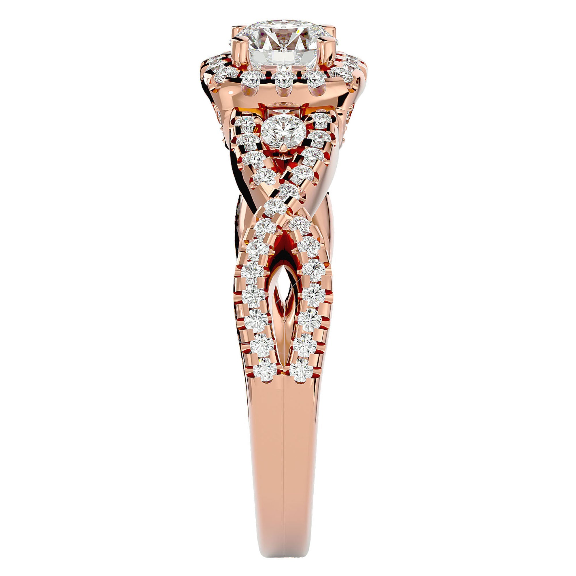Inel de Logodnă Retro din Aur 14k cu Diamante Naturale Brilliant Halo Pavé de 1.06 ct din 14k Aur Roz - Castelo.ro