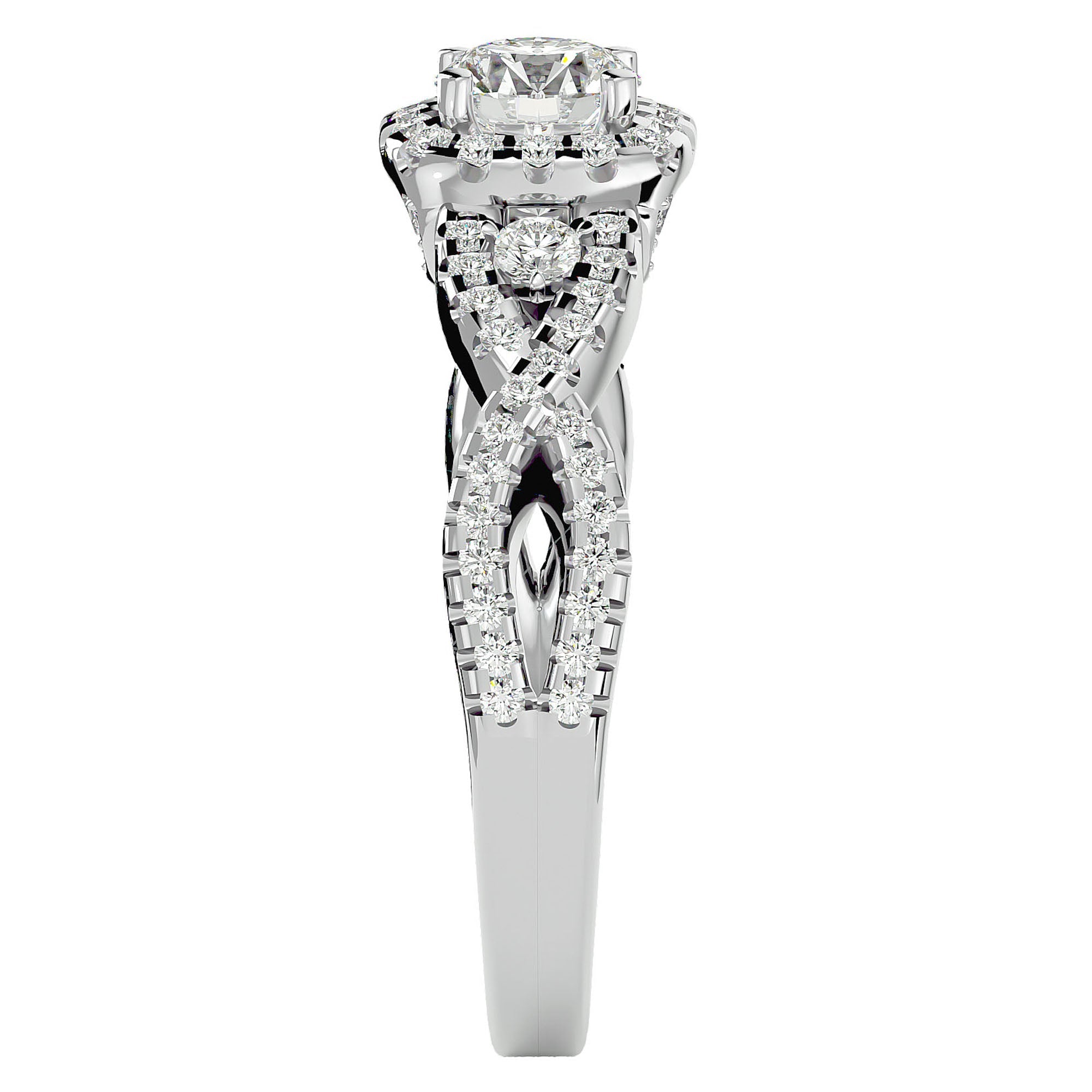 Inel de Logodnă Retro din Aur 14k cu Diamante Create în Laborator Brilliant Halo Pavé de 1.06 ct din 14k Aur Alb - Castelo.ro