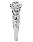 Inel de Logodnă Retro cu Moissanite Brilliant Halo Pavé de 1.06 ct din Platina - Castelo.ro