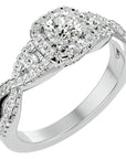 Inel de Logodnă Retro din Aur 14k cu Diamante Create în Laborator Brilliant Halo Pavé de 1.06 ct din 14k Aur Alb - Castelo.ro