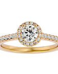 Inel de Logodnă Oxford cu Diamante Naturale Brilliant Halo Pavé de 0.86 ct din 18k Aur Galben - Castelo.ro