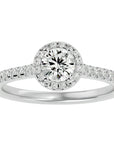 Inel de Logodnă Oxford din Aur 14k cu Diamante Naturale Brilliant Halo Pavé de 0.86 ct din 14k Aur Alb - Castelo.ro
