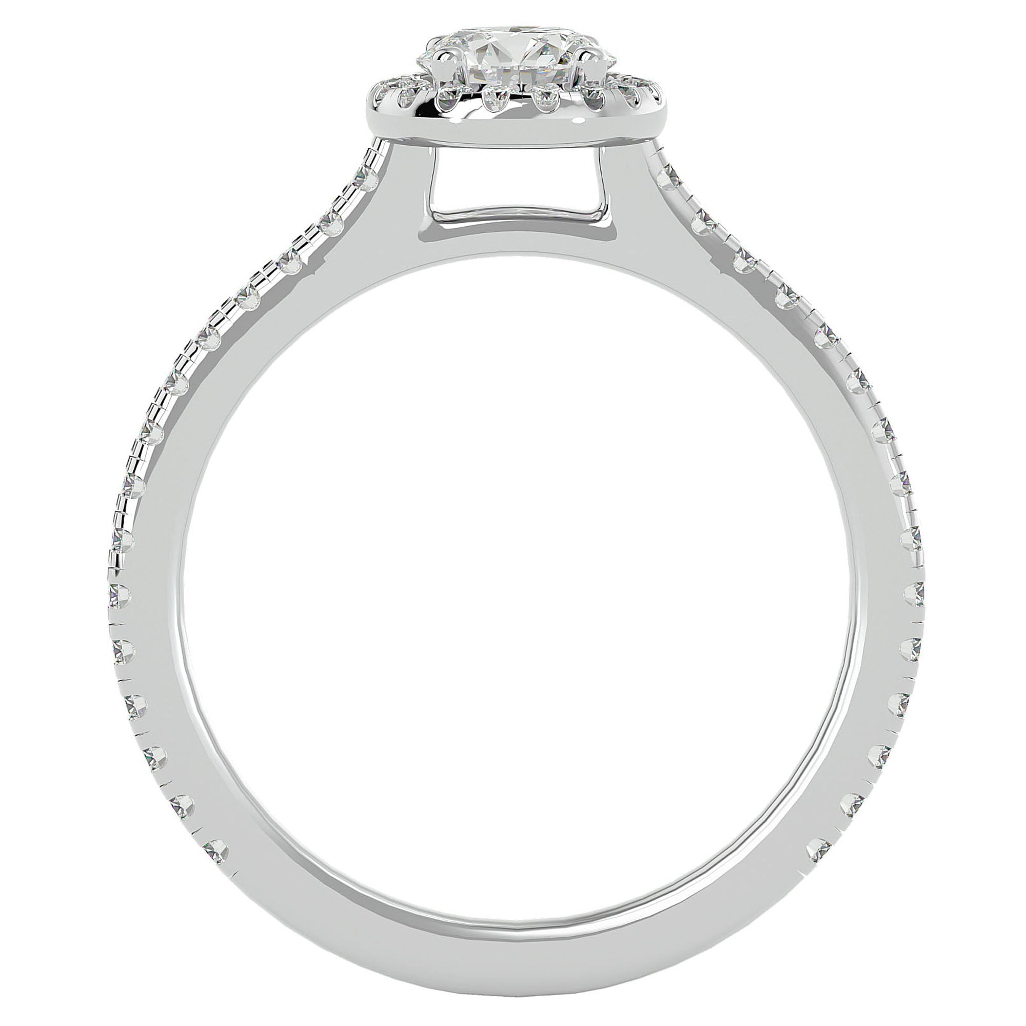 Inel de Logodnă Oxford cu Diamante Create în Laborator Brilliant Halo Pavé de 0.86 ct din Platina - Castelo.ro