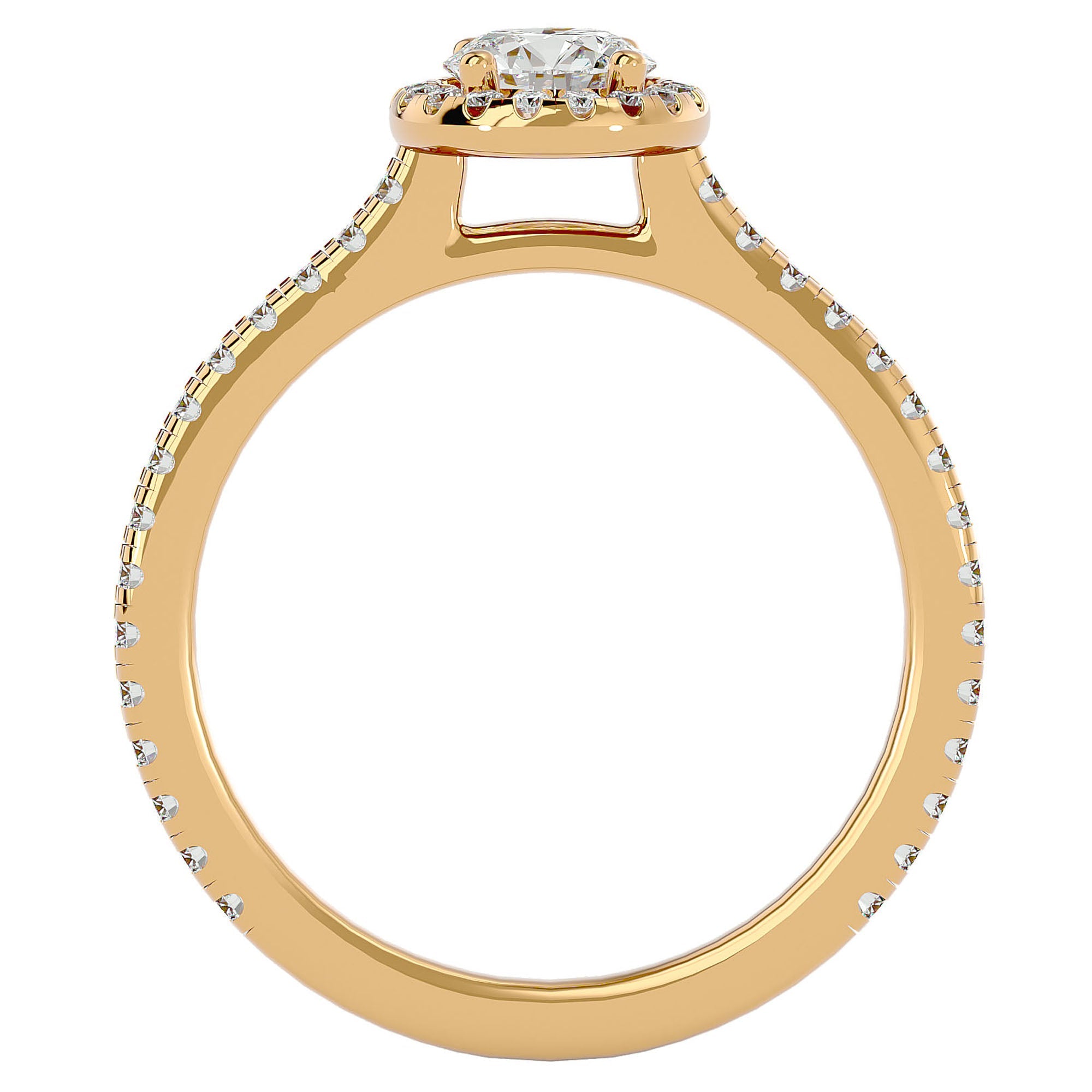 Inel de Logodnă Oxford din Aur 14k cu Moissanite Brilliant Halo Pavé de 0.86 ct din 14k Aur Galben - Castelo.ro