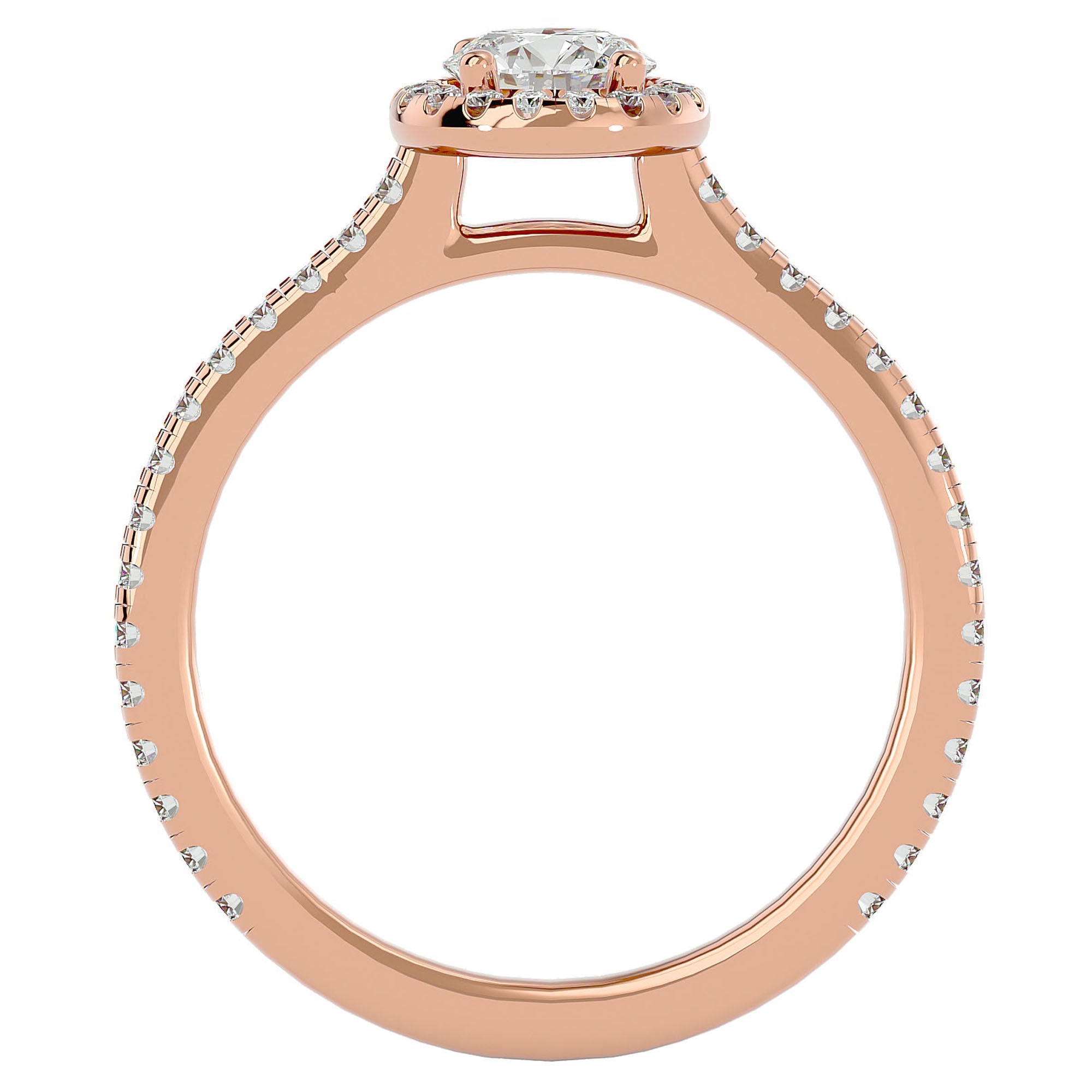 Inel de Logodnă Oxford din Aur 14k cu Moissanite Brilliant Halo Pavé de 0.86 ct din 14k Aur Roz - Castelo.ro