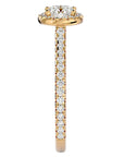 Inel de Logodnă Oxford cu Diamante Naturale Brilliant Halo Pavé de 0.86 ct din 18k Aur Galben - Castelo.ro
