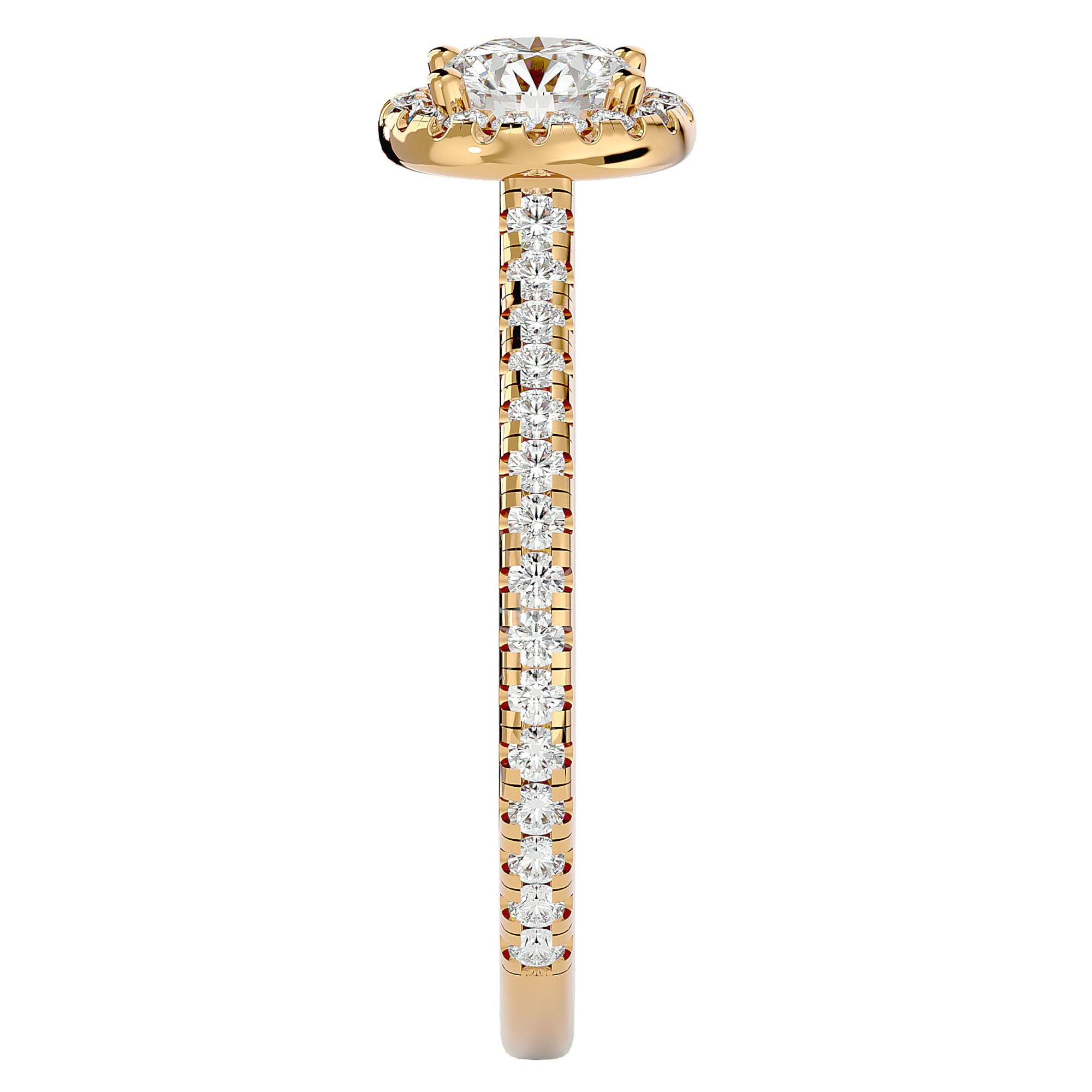 Inel de Logodnă Oxford din Aur 14k cu Moissanite Brilliant Halo Pavé de 0.86 ct din 14k Aur Galben - Castelo.ro