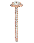 Inel de Logodnă Oxford cu Diamante Create în Laborator Brilliant Halo Pavé de 0.86 ct din 18k Aur Roz - Castelo.ro