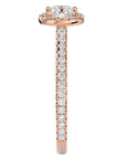 Inel de Logodnă Oxford cu Diamante Naturale Brilliant Halo Pavé de 0.86 ct din 18k Aur Roz - Castelo.ro
