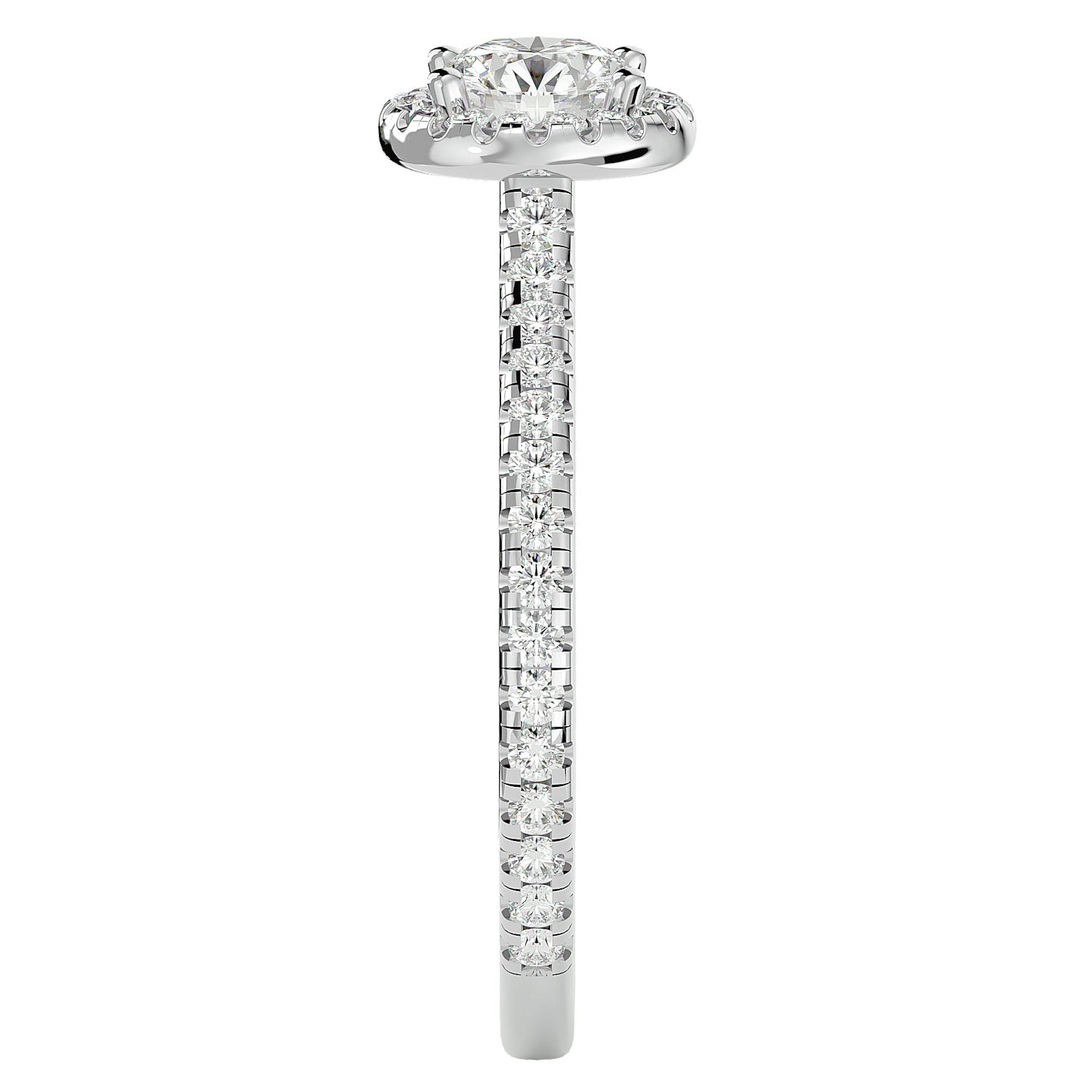 Inel de Logodnă Oxford cu Diamante Create în Laborator Brilliant Halo Pavé de 0.86 ct din Platina - Castelo.ro