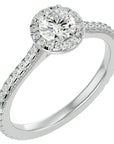 Inel de Logodnă Oxford din Aur 14k cu Diamante Create în Laborator Brilliant Halo Pavé de 0.86 ct din 14k Aur Alb - Castelo.ro