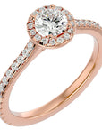 Inel de Logodnă Oxford cu Diamante Naturale Brilliant Halo Pavé de 0.86 ct din 18k Aur Roz - Castelo.ro