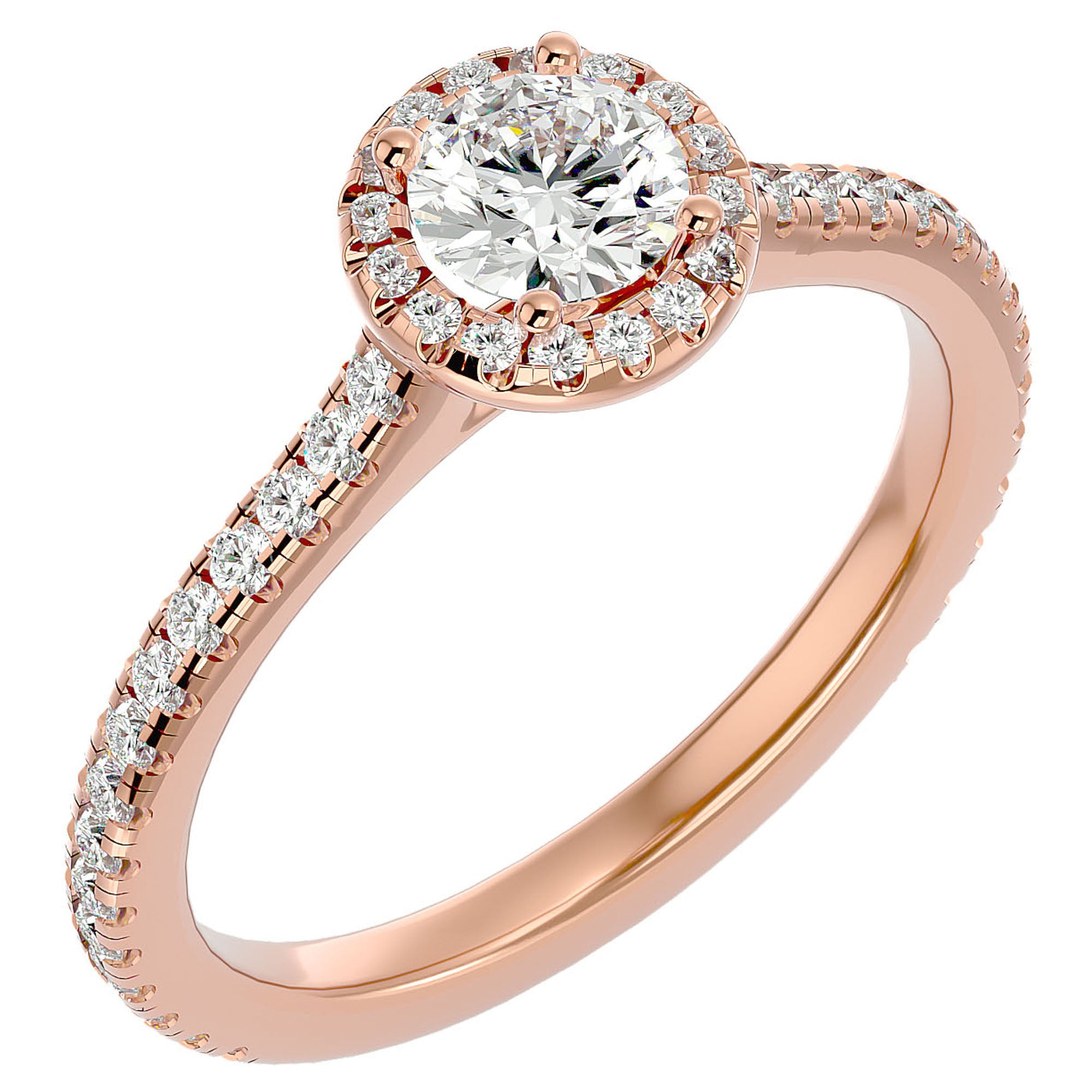 Inel de Logodnă Oxford din Aur 14k cu Moissanite Brilliant Halo Pavé de 0.86 ct din 14k Aur Roz - Castelo.ro