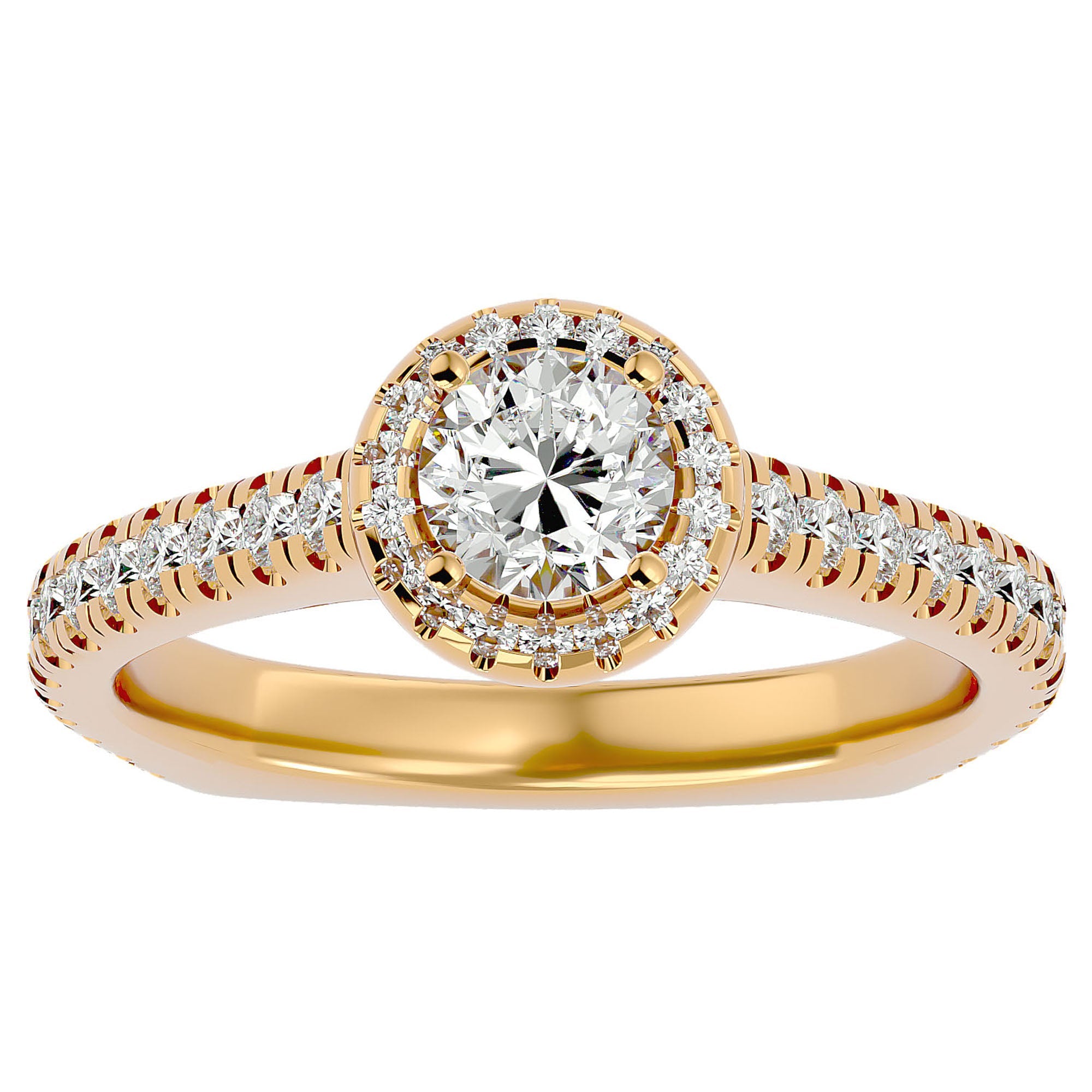 Inel de Logodnă din Aur 14k cu Diamante Naturale Brilliant Halo Pavé de 1.30 ct din 14k Aur Galben - Castelo.ro