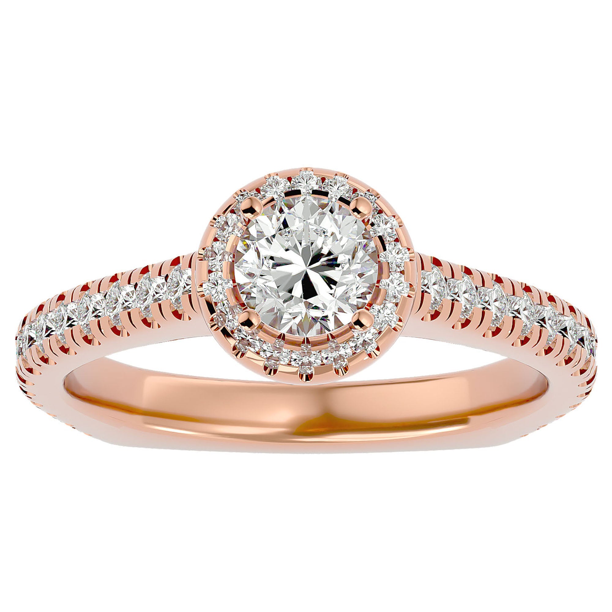 Inel de Logodnă din Aur 14k cu Diamante Naturale Brilliant Halo Pavé de 1.30 ct din 14k Aur Roz - Castelo.ro